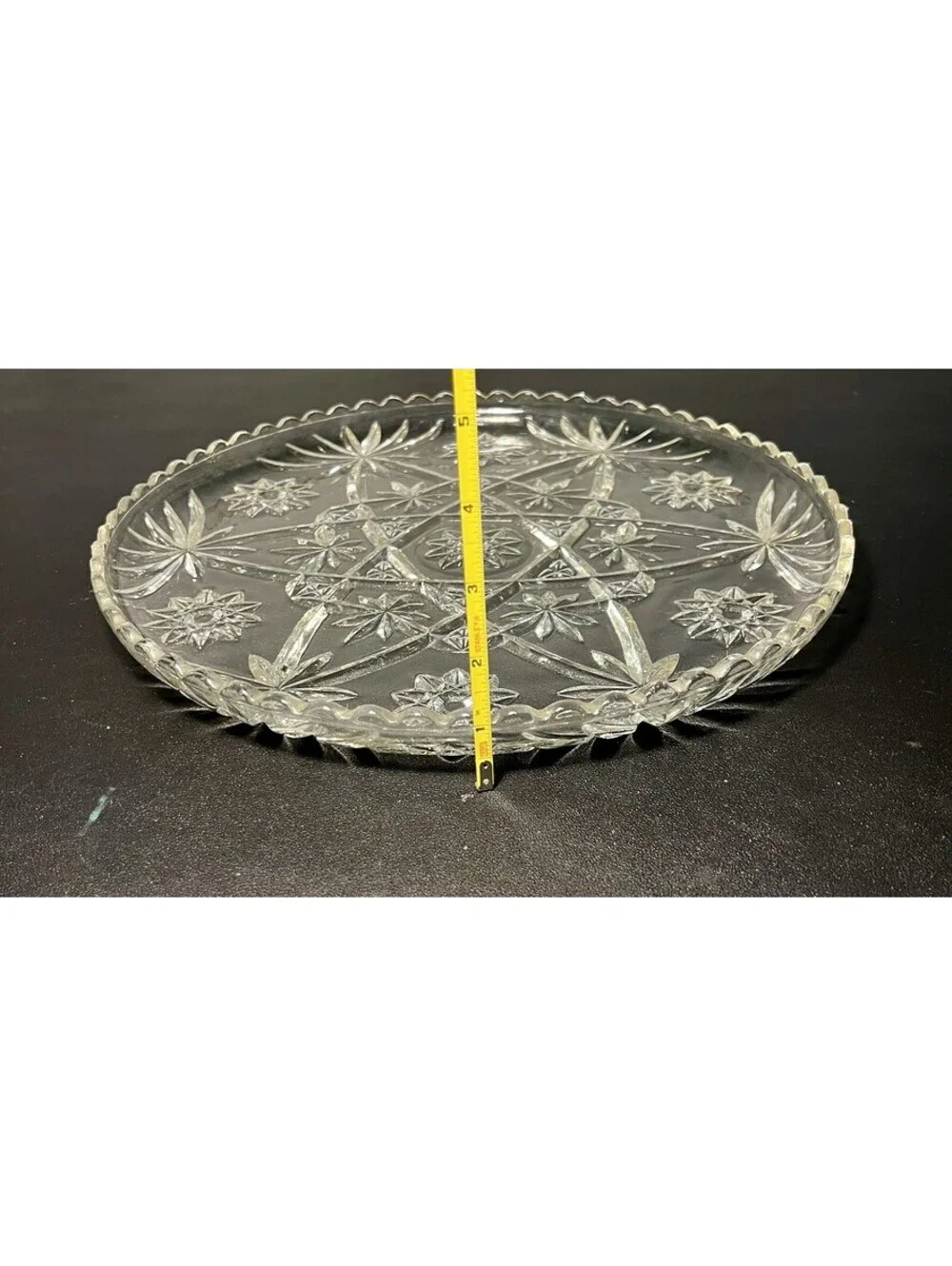 Anchor Hocking 1960s EAPC Star Of David Pressed Glass Platter Plate, 13.5”